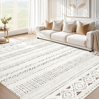 cotiled 5x7 Area Rug Living Room: Washable Boho Rugs with Non Slip Backi...