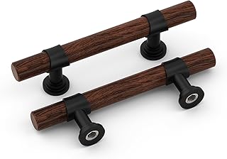 homdiy 10 Pack 3 Inch Wood Cabinet Pulls Black Cabinet Handles Walnut Wo...