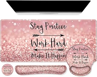 iCasso Mouse Pad,Large Pink Desk Mat Set, 4in1 XXL Mousepad + Keyboard W...